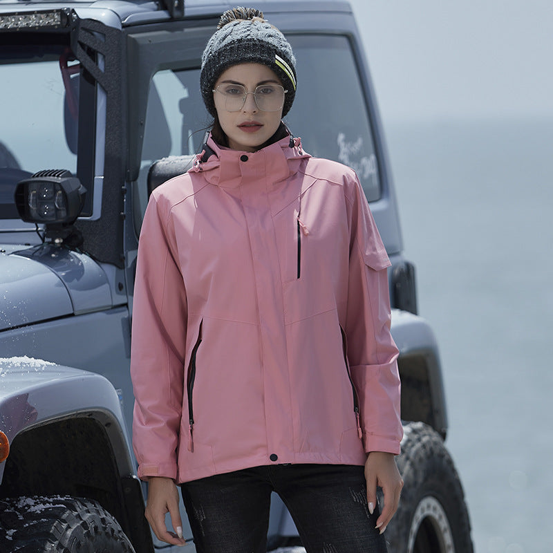 Damen Wasserdichte Outdoorjacke mit Kapuze, atmungsaktiver Membran und Multifunktions‑Reißverschlusstaschen – Célinea