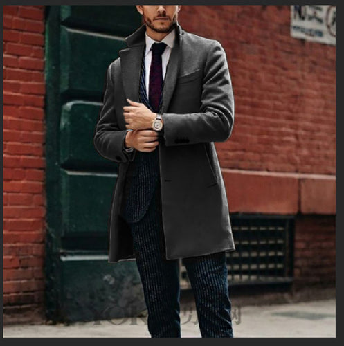 Herren eleganter Wollmantel mit schickem Revers und praktischen Eingrifftaschen Echoarchiv