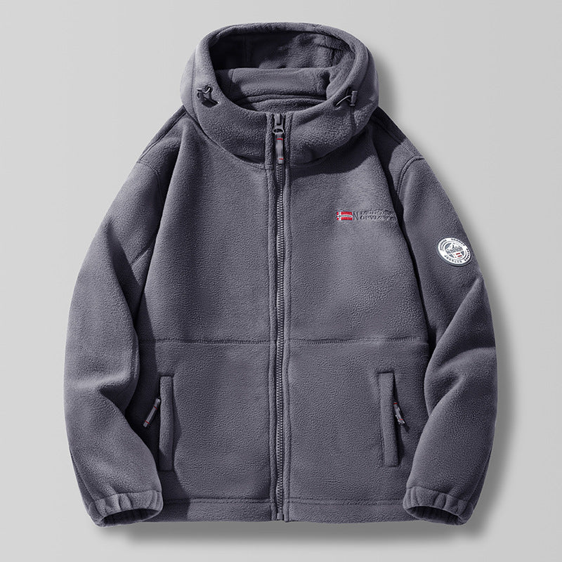 Unisex nan Kapuzen-Fleecejacke mit hochgeschlossenem Haubenkragen, durchgehendem Reißverschluss und seitlichen Einschubtaschen Echo Archiv