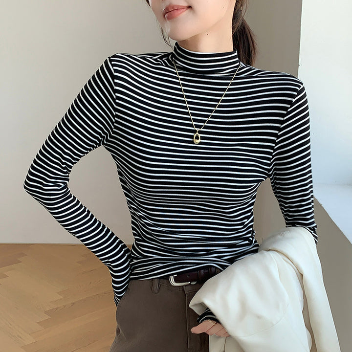 Damen Figurbetontes Langarmshirt mit Rollkragen Echo Archiv