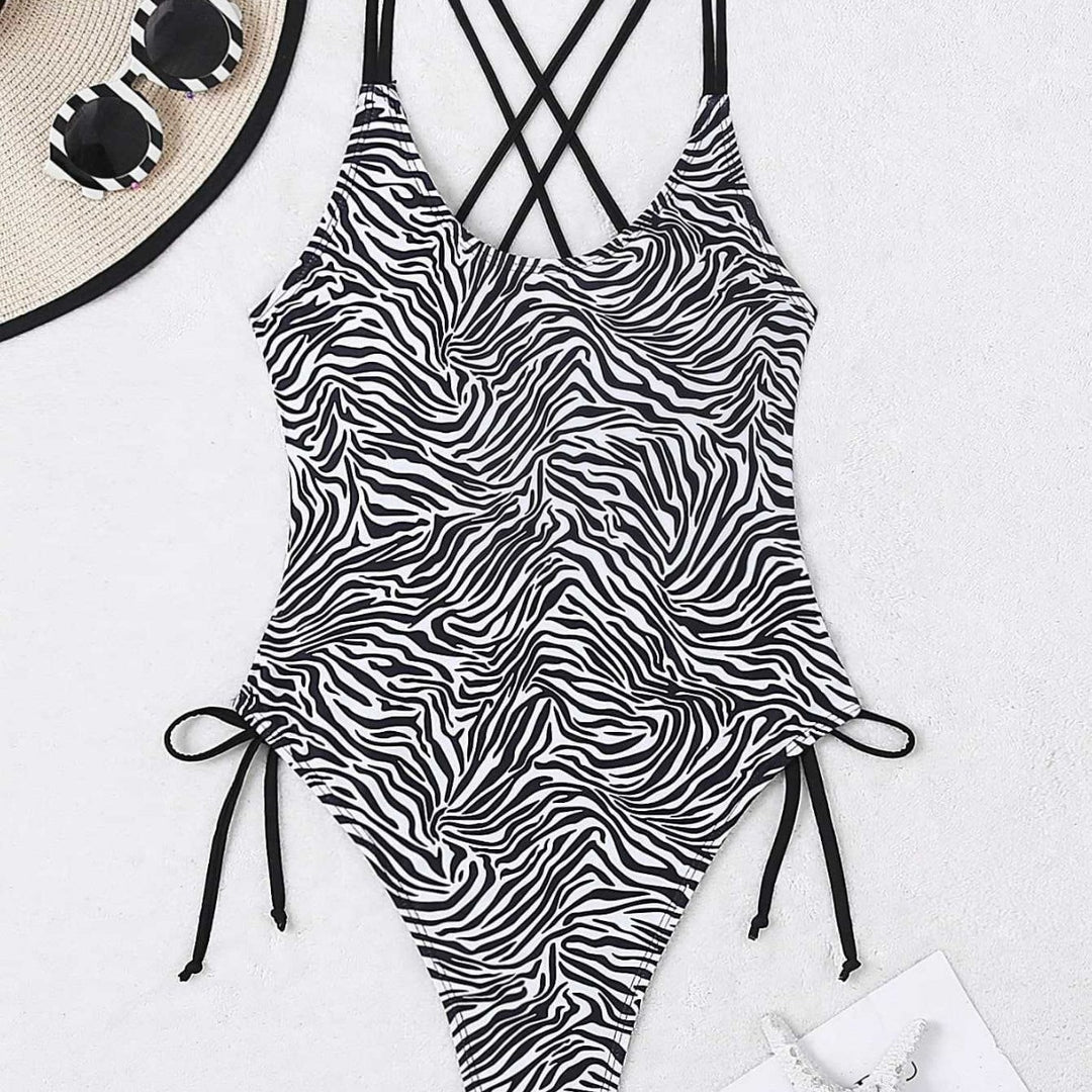 Damen Einteiler Badeanzug mit aufregendem Zebra-Design und hohem Beinausschnitt Echo Archiv