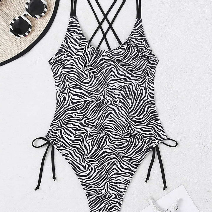 Damen Einteiler Badeanzug mit aufregendem Zebra-Design und hohem Beinausschnitt Echo Archiv