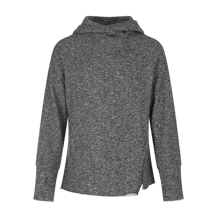 Damen Pullover‑Hoodie mit feinem Strukturstrick, seitlichen Schlitzen und verlängerten Bündchen Echoarchiv