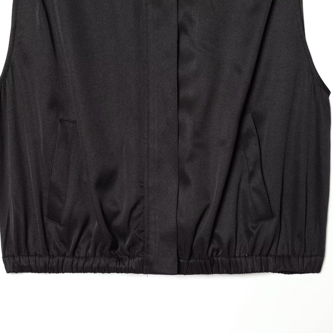 Damen ärmellose Utility-Weste mit seitlichen Taschen und elastischem Bund Echo Archiv