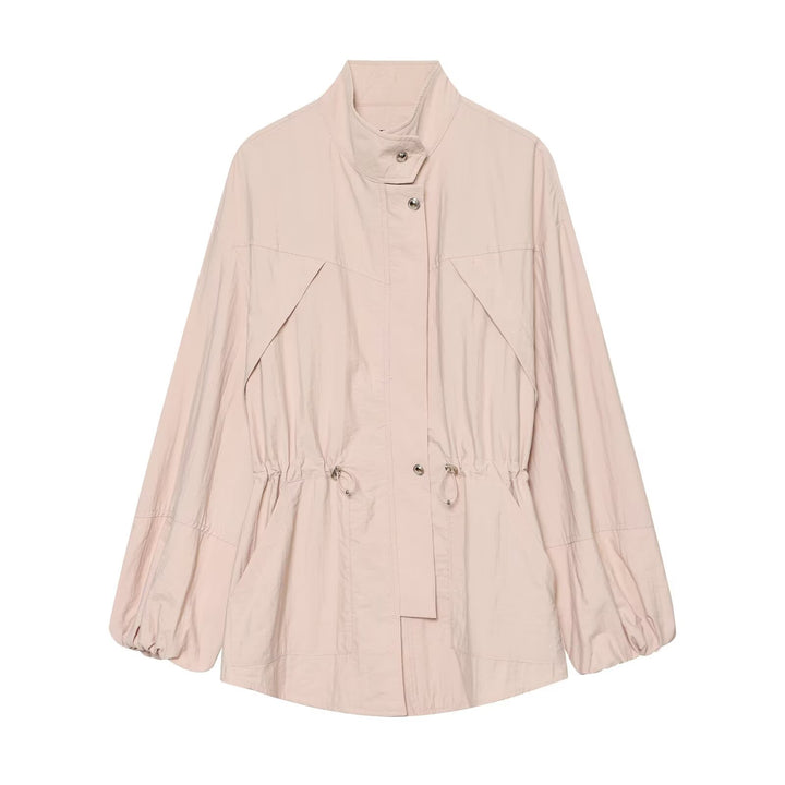 Damen Leichte Parka-Anorak Jacke mit Tunnelzugtaillierung und Stehkragen Echo Archiv