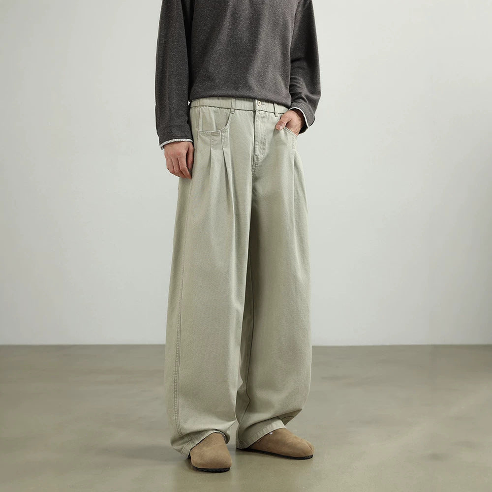 Damen Weite High‑Waist Stoffhose mit Bundfalten und elastischem Saum Echo Archiv