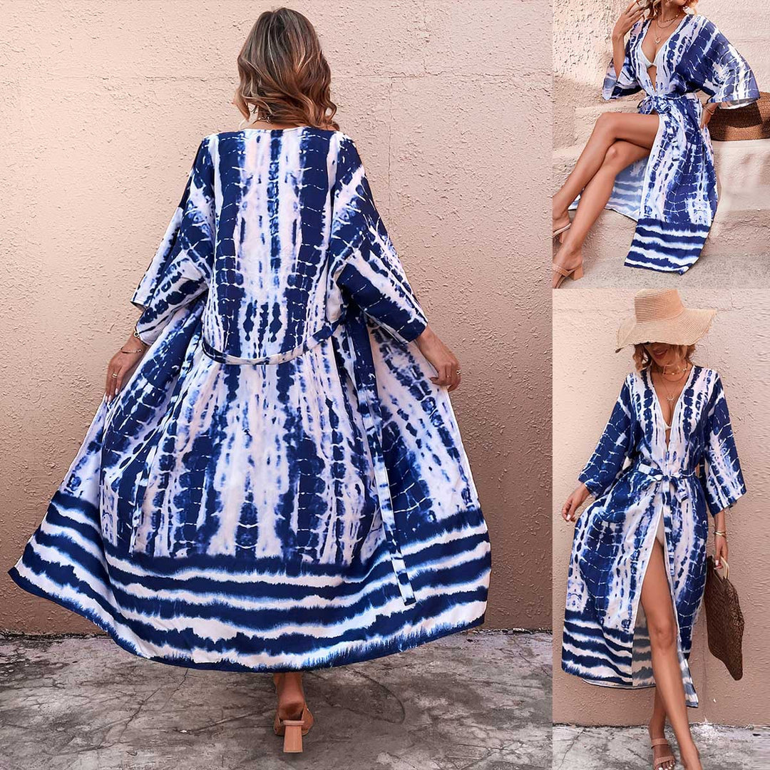Damen Wickel-Kimono-Überwurf mit praktischem Bindegürtel Echo Archiv