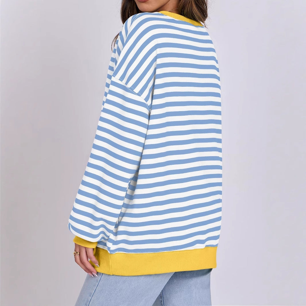 Damen Oversized gestreifter Sweatshirt – Mavelle