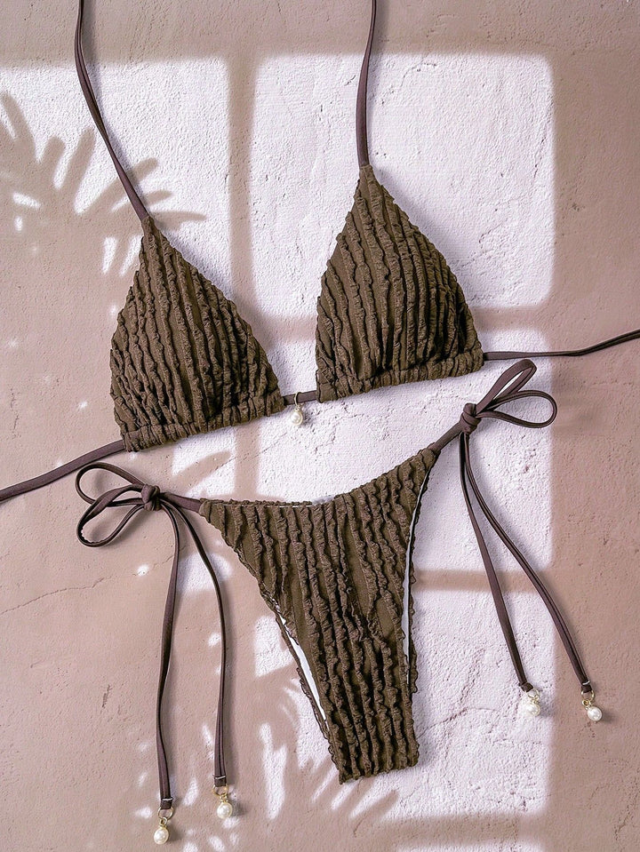 Damen Triangel-Bikini mit strukturierter Textur Echo Archiv
