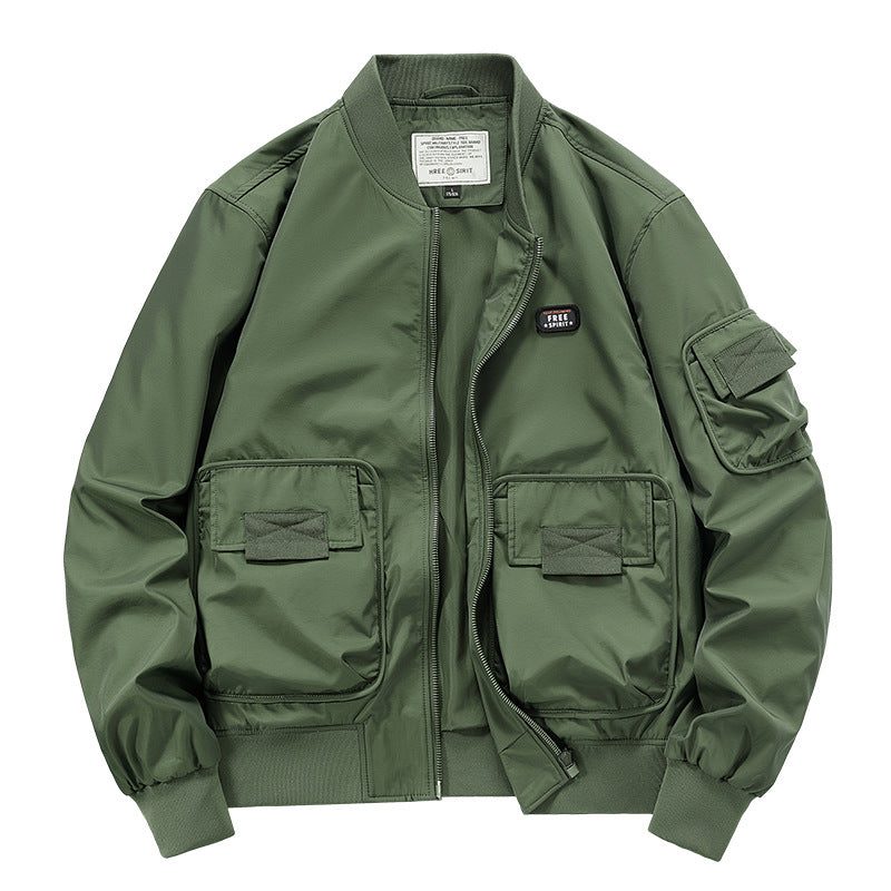 Men's rugged multi-pocket nylon bomber jacket – Brevano