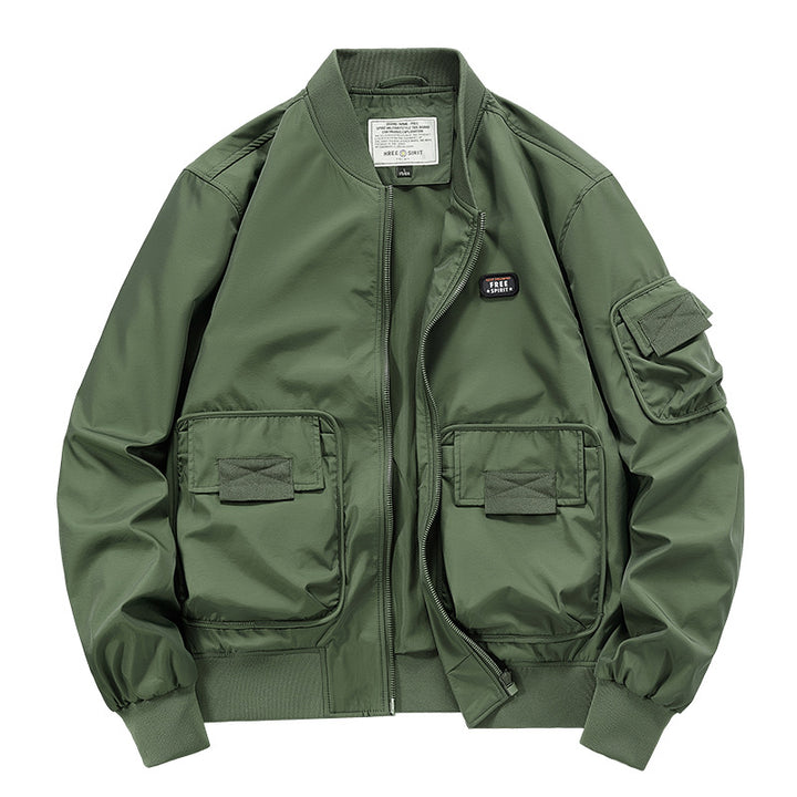 Men's rugged multi-pocket nylon bomber jacket – Brevano