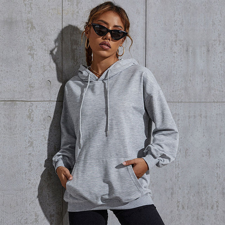 Damen Kapuzenpullover mit Statement-Backprint, Oversize‑Schnitt und gerippten Bündchen Echoarchiv