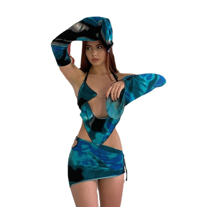 Damen Mini Kleid mit einzigartigem Cut-Out-Design und stilvollen Ärmeln Echo Archiv