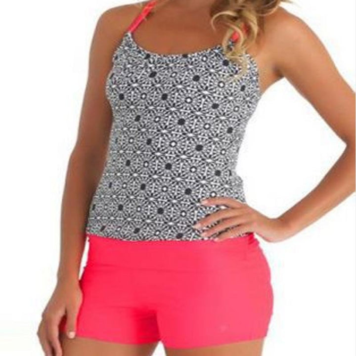 Damen Sport-Tankini mit modischem Mustermix und komfortablen Badeshorts Echo Archiv