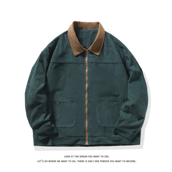 Herren nan gefütterte Cordjacke mit Kontrastkragen und Frontreißverschluss Echo Archiv