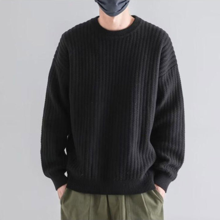 Herren Gemütlicher Grobstrickpullover mit Rundhalsausschnitt Echoarchiv