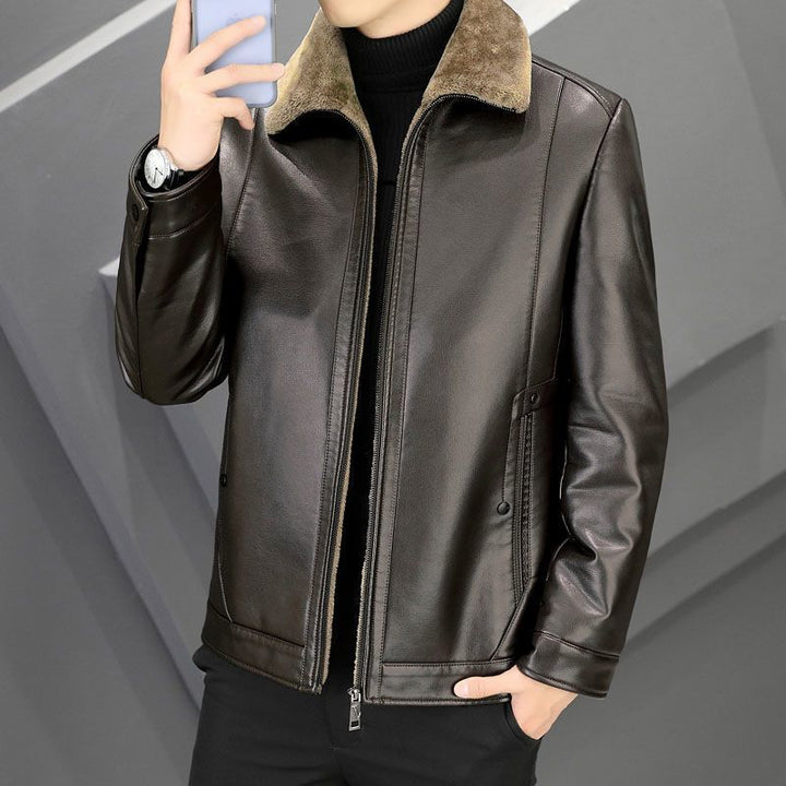 Herren modische Lederjacke mit kuscheligem Innenfutter Echoarchiv