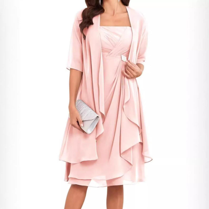 Damen nan Chiffon-Abendkleid mit Bolero und asymmetrischem Lagenrock Echoarchiv