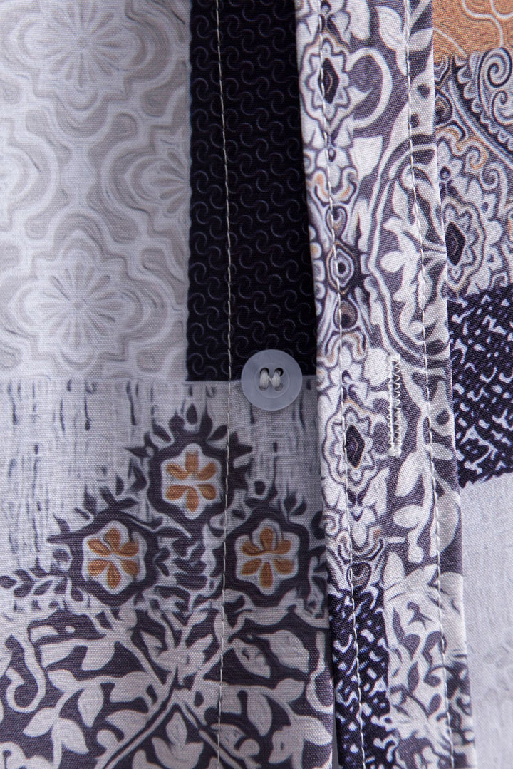 Herren Kurzarmhemd mit einzigartigem Patchwork-Muster Echoarchiv