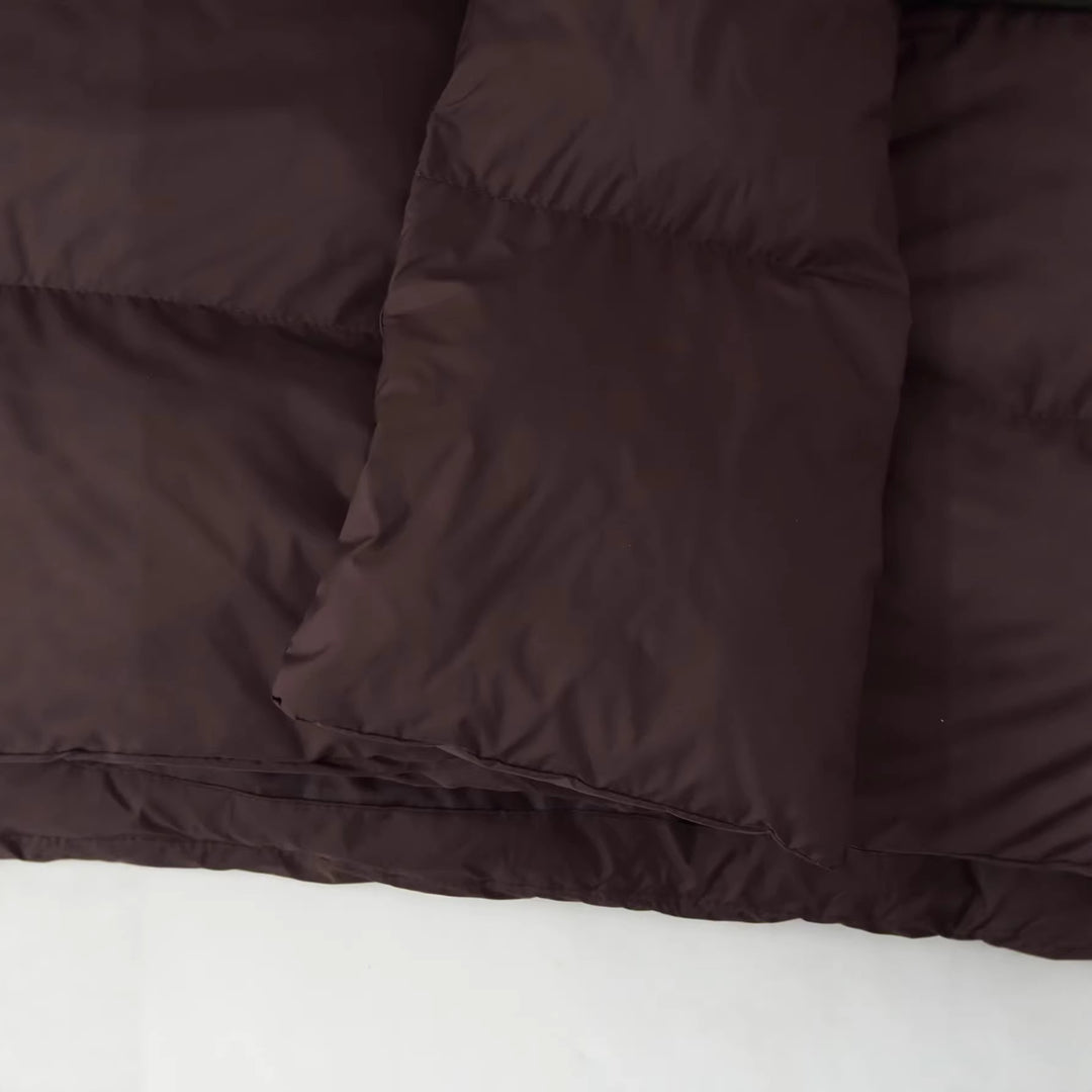 Damen wattierte Kurzsteppjacke mit voluminösem Schalkragen und Oversize-Schnitt – Célinea