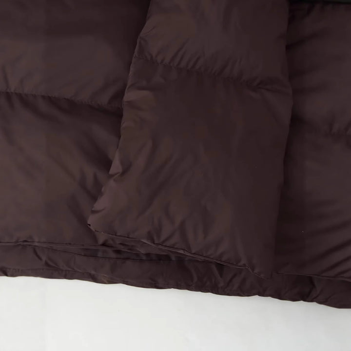 Damen wattierte Kurzsteppjacke mit voluminösem Schalkragen und Oversize-Schnitt – Célinea