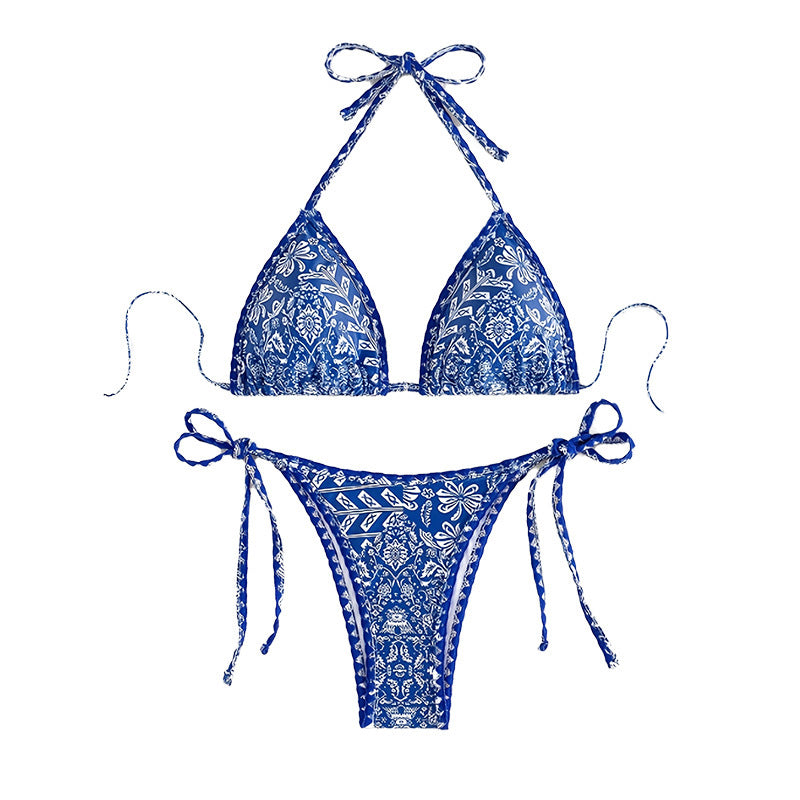 Damen Triangel-Bikini mit verspieltem Floral-Muster und eleganten Bänder Echo Archiv