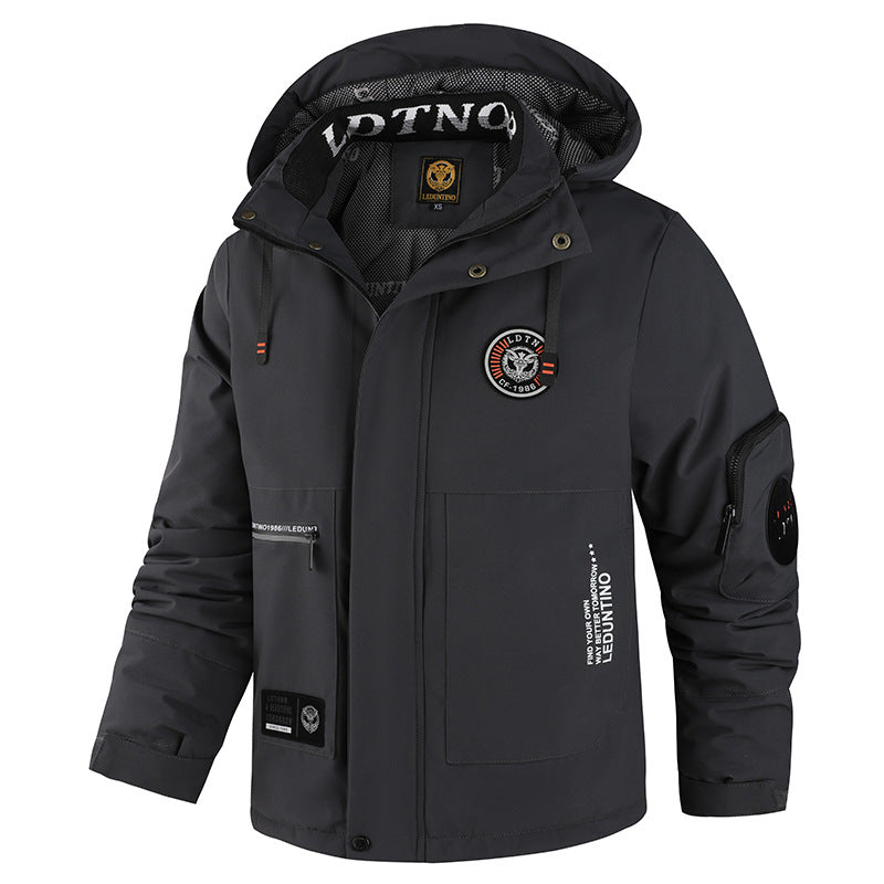 Herren nan wattierte Wind- und Wetterjacke mit Kapuze und multifunktionalen Utility-Taschen Echo Archiv