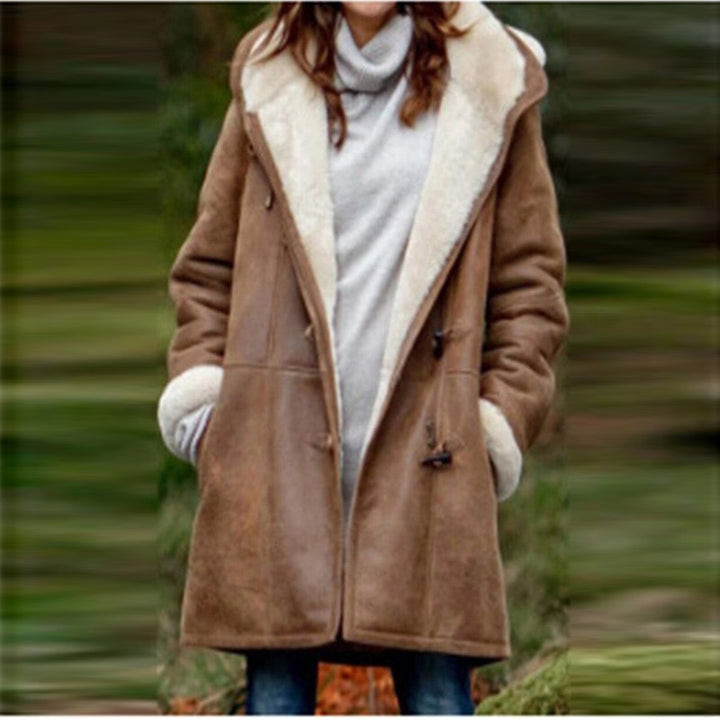 Damen Kapuzen-Dufflecoat mit Kunstfellbesatz und KnEchoarchivelverschlüssen Echoarchiv