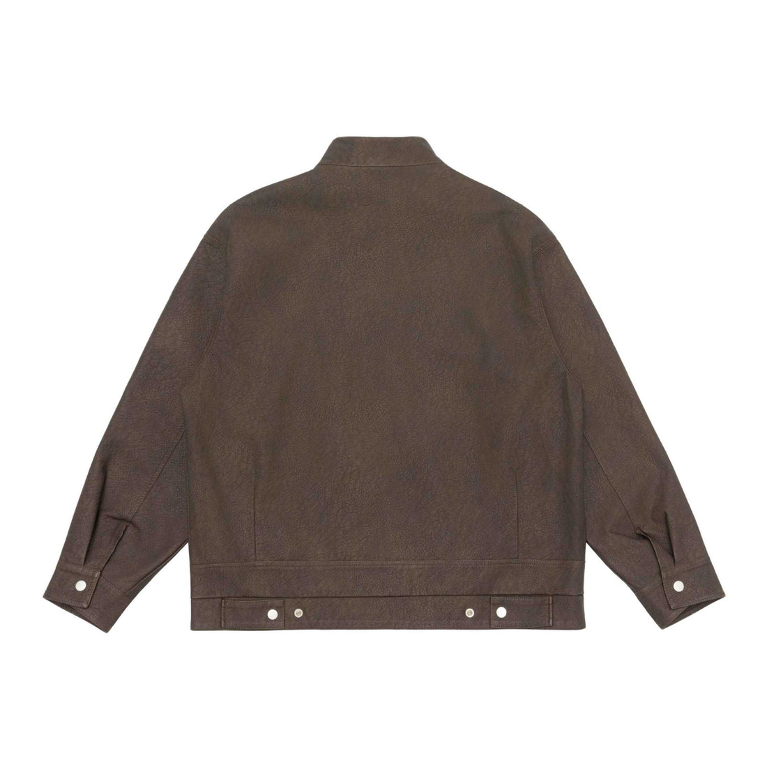 Unisex Boxy-Kunstleder-Blousonjacke mit Stehkragen und aufgesetzten Pattentaschen Echoarchiv