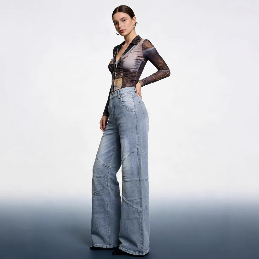 Damen Weit geschnittene Jeans mit einzigartigen Nahtdetails Echo Archiv