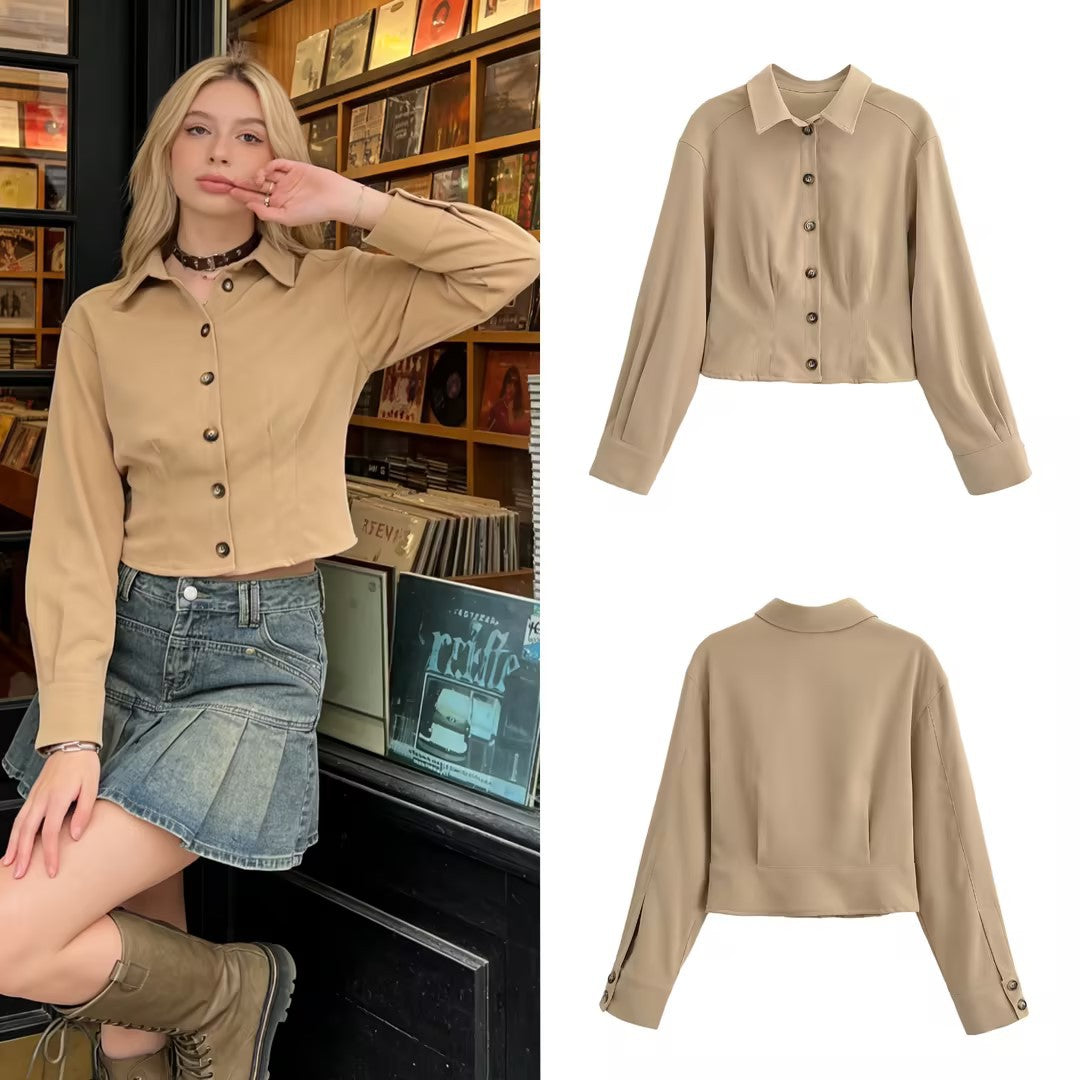 Damen Kurzjacke mit Hemdkragen und figurformenden Abnähern Echo Archiv