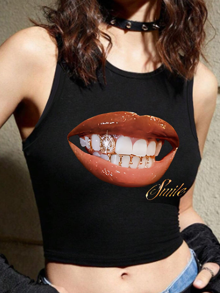 Damen Crop-Top mit mutigem Statement-Druck Echo Archiv