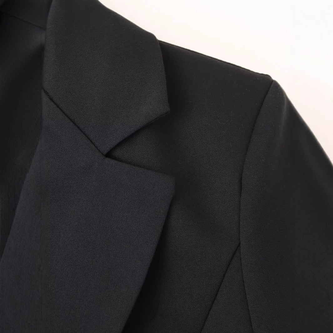 Damen taillierter Longblazer mit Reverskragen, drei Knöpfen und Pattentaschen – Valéne