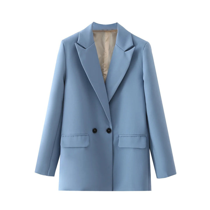 Damen Oversize Doppelreihiger Blazer mit fallendem Revers und weicher Innenfütterung – Valéne