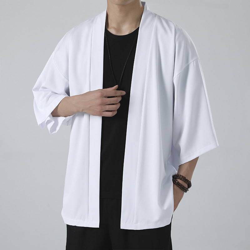 Herren nan kimonoartige Kurzjacke im Oversize-Stil mit offenem Schnitt und weichem Fall Echo Archiv