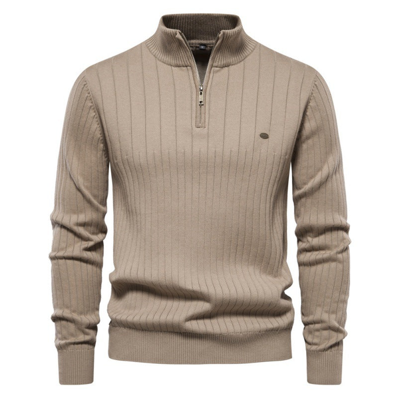 Herren Pullover mit halbem Reißverschluss und Rippstruktur Echoarchiv