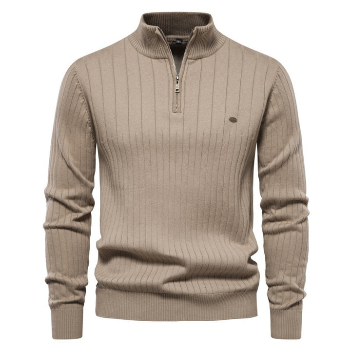 Herren Pullover mit halbem Reißverschluss und Rippstruktur Echoarchiv