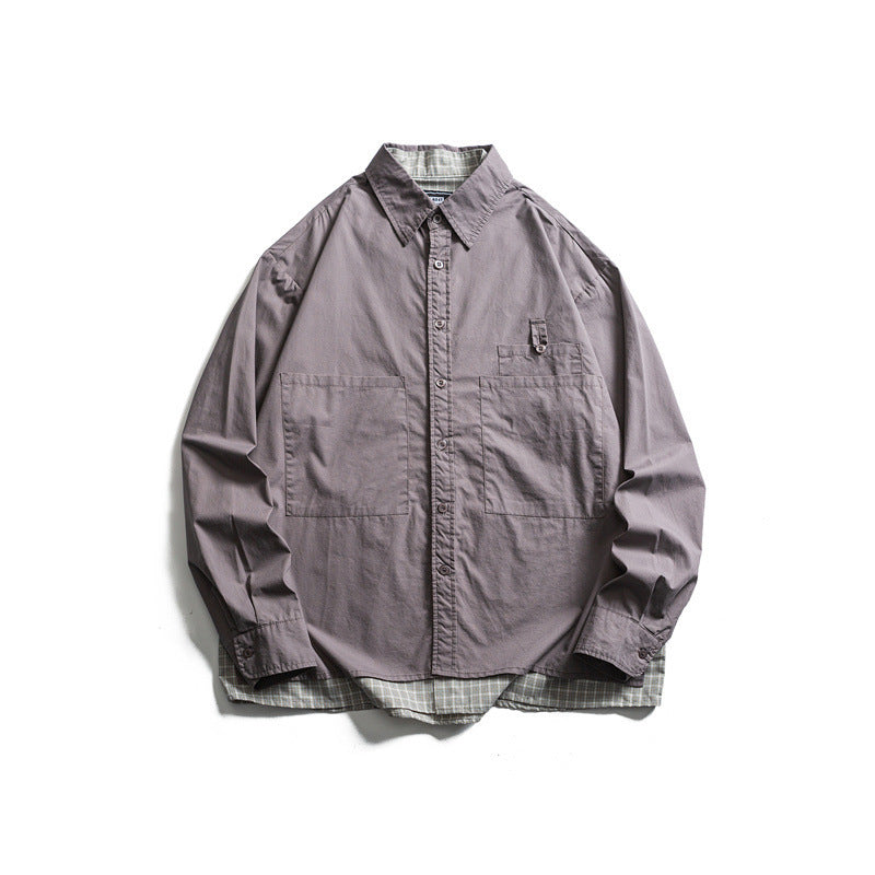 Herren Lagenlook-Overshirt mit aufgesetzten Fronttaschen, lockerer Passform und kariertem Untertritt Echo Archiv
