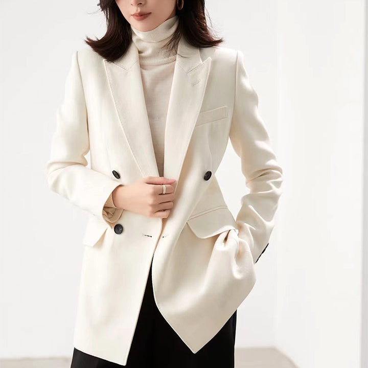 Damen Taillierter Longline-Blazer mit doppelreihiger Knopfleiste und Pattentaschen Echoarchiv