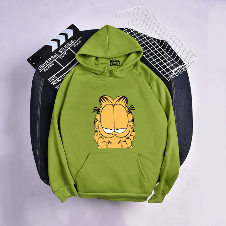 Unisex Kapuzensweatshirt mit großflächigem Comicgesicht-Print, weichem Fleece-Innenfutter und Kängurutasche – Auréline