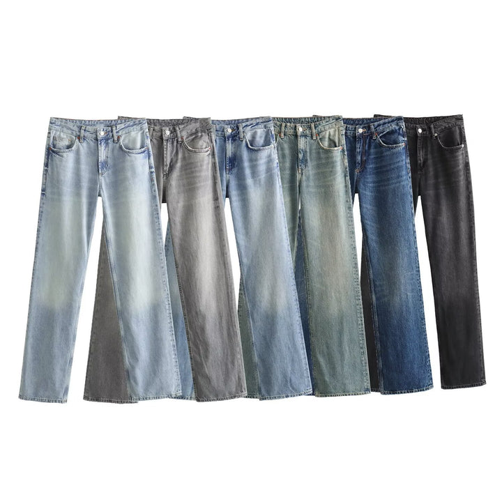 Damen Highwaist-Jeans mit geradem Bein, Five‑Pocket‑Schnitt und Vintage‑Waschung Echo Archiv