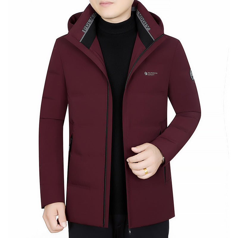 Herren Wattierter City-Mantel mit Kapuze, nahtlosem Minimaldesign und winddichter Performance-Außenhaut – Montevé
