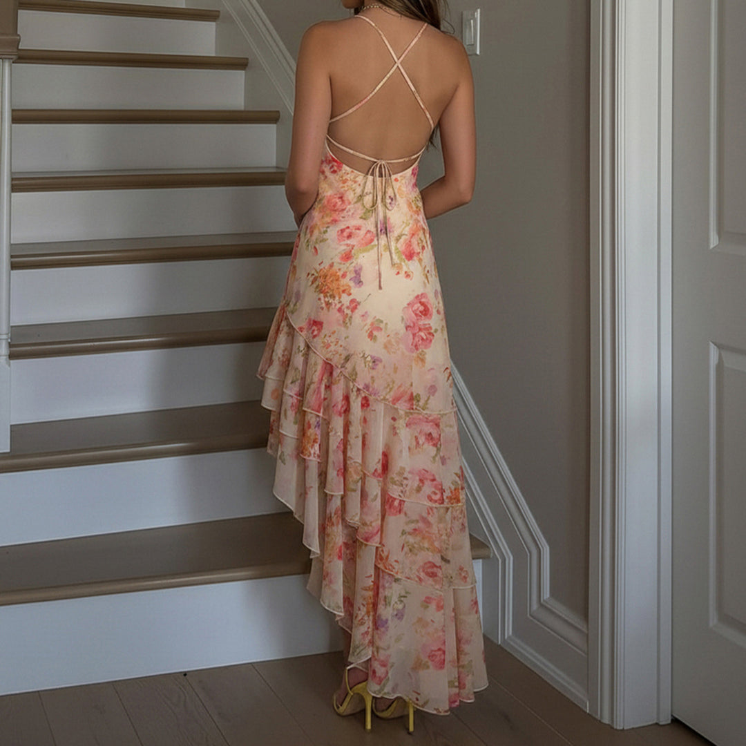 Damen florales Maxikleid mit Rüschendetails Echo Archiv