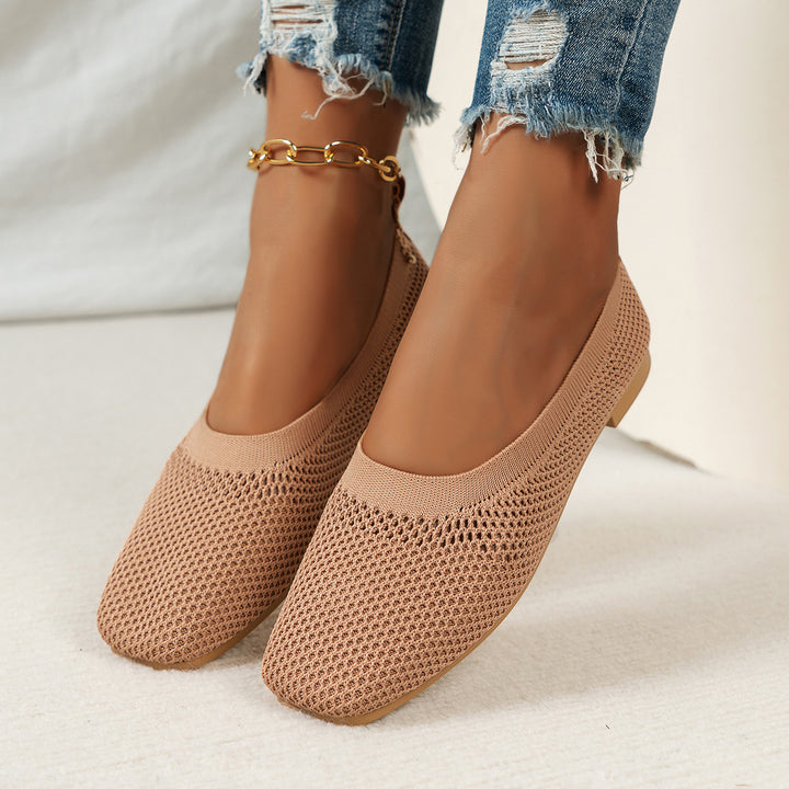 Damen Atmungsaktive Strick‑Ballerinas mit quadratischer Spitze Echo Archiv