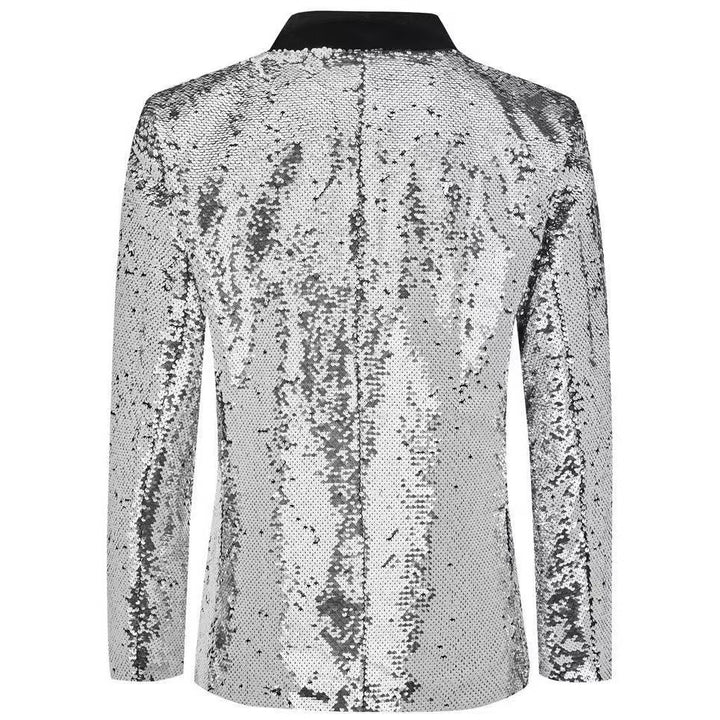 Herren Glamouröser Paillettenblazer mit klassischem Revers Echoarchiv