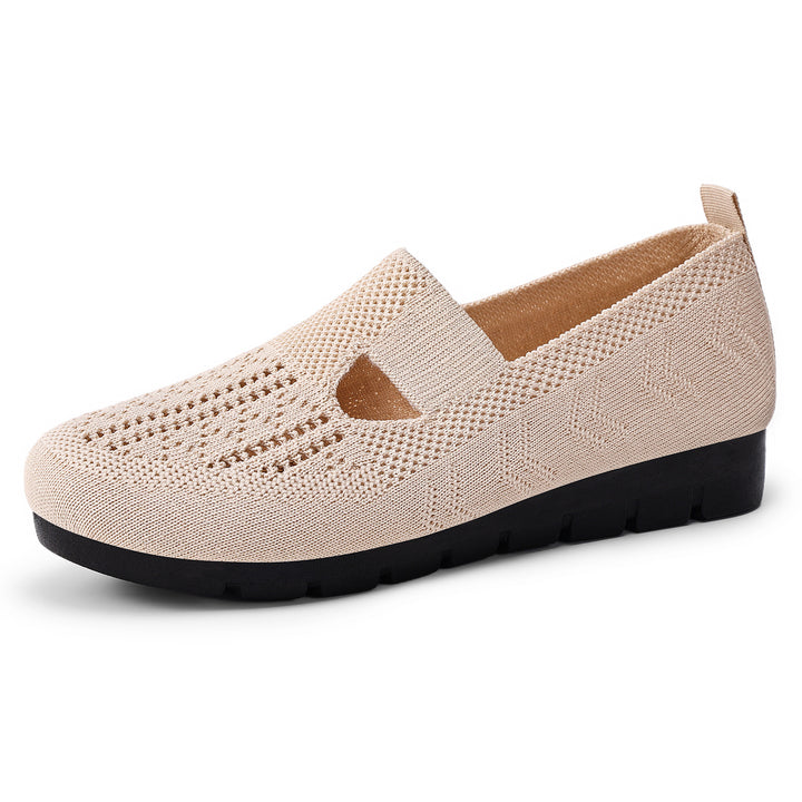 Damen nan gestrickter Slip-On Ballerina-Slipper mit elastischem Mary-Jane-Riemen und gedämpfter Keilsohle Echo Archiv
