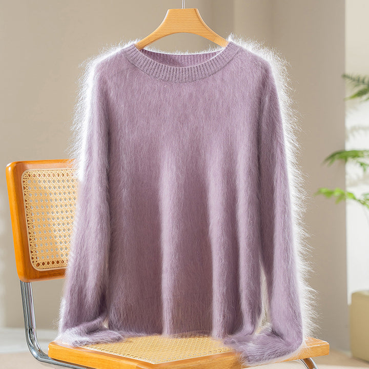 Damen Flauschiger Angora-Mix Rundhalspullover Echoarchiv