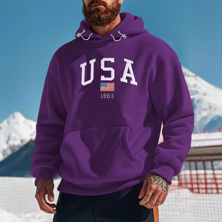 Herren bequemer Kapuzenpullover mit sportlichem Schriftzug Echoarchiv