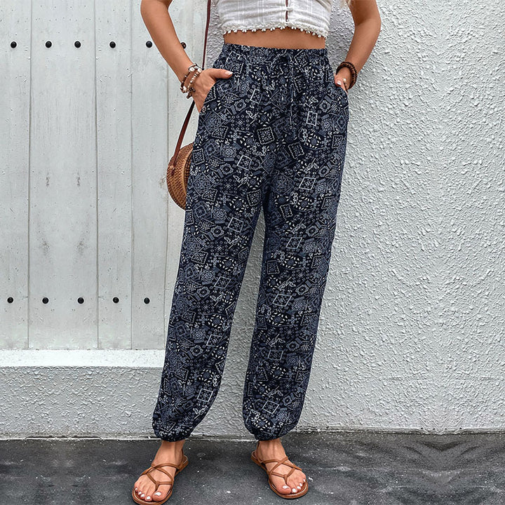 Damen Boho-Haremshose mit elastischem Taillenbund, Kordelzug und Seitentaschen – Avélisse