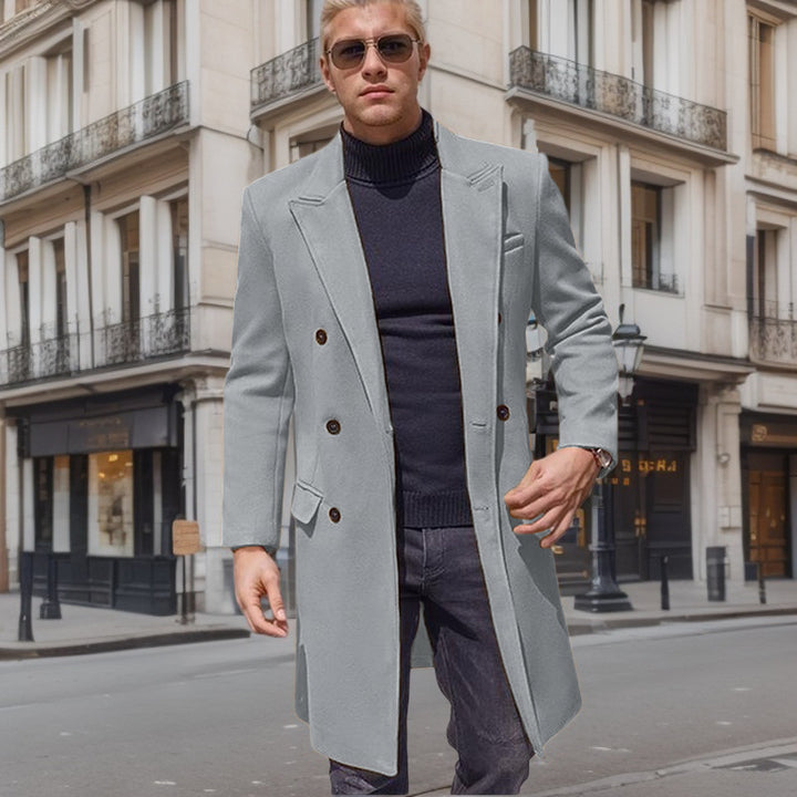 Herren eleganter Doppelknebel-Mantel mit stilvollem Schnitt und modischen Details Echoarchiv